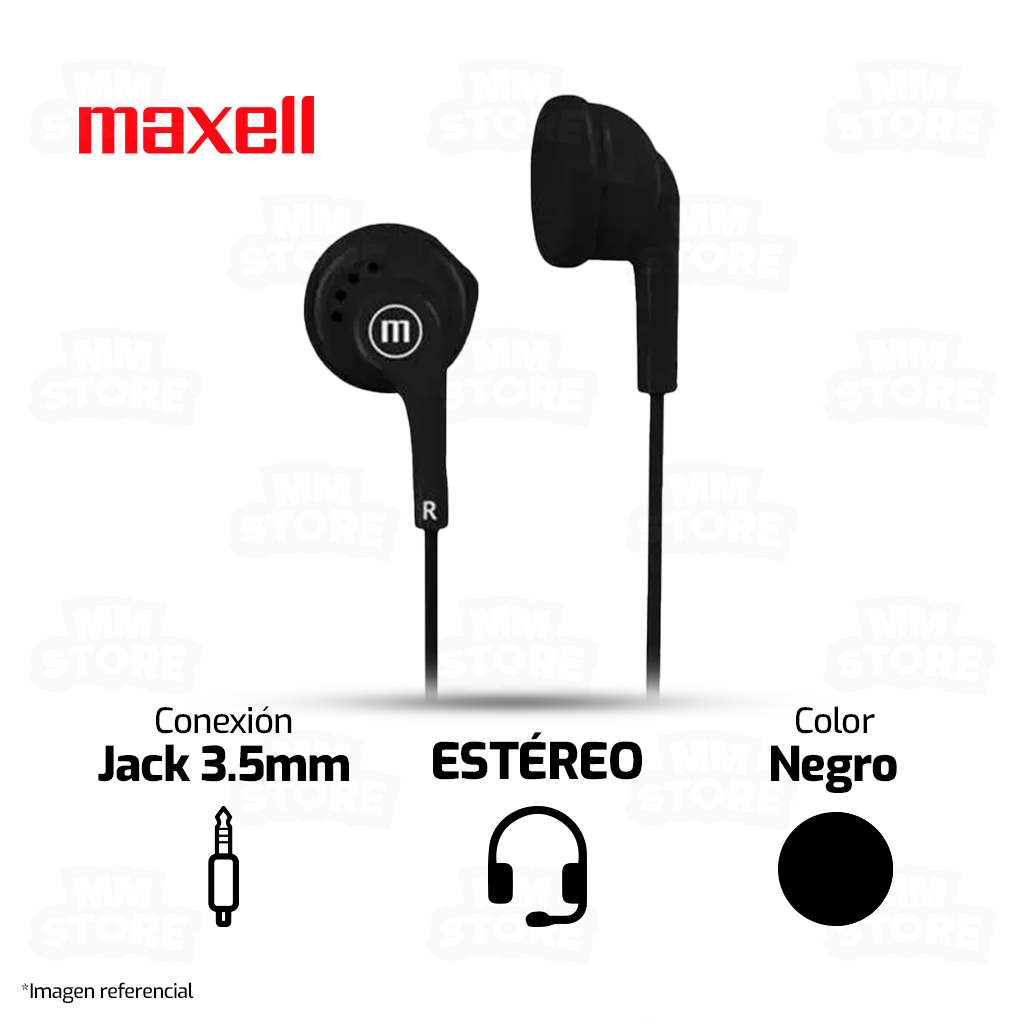 AUDIFONO MAXELL EB MIC 3.5MM ESTEREO NEGRO