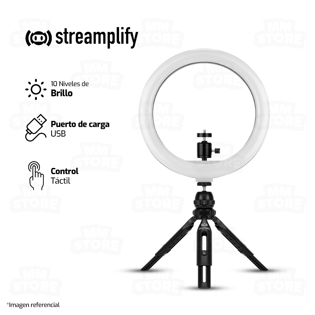 Streamplify LIGHT 10 Ring Light, 5V USB White LED - Black