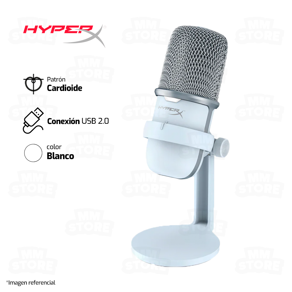 Hyperx Solocast, Micrófono Usb Pro Gamer / Streaming, Blanco