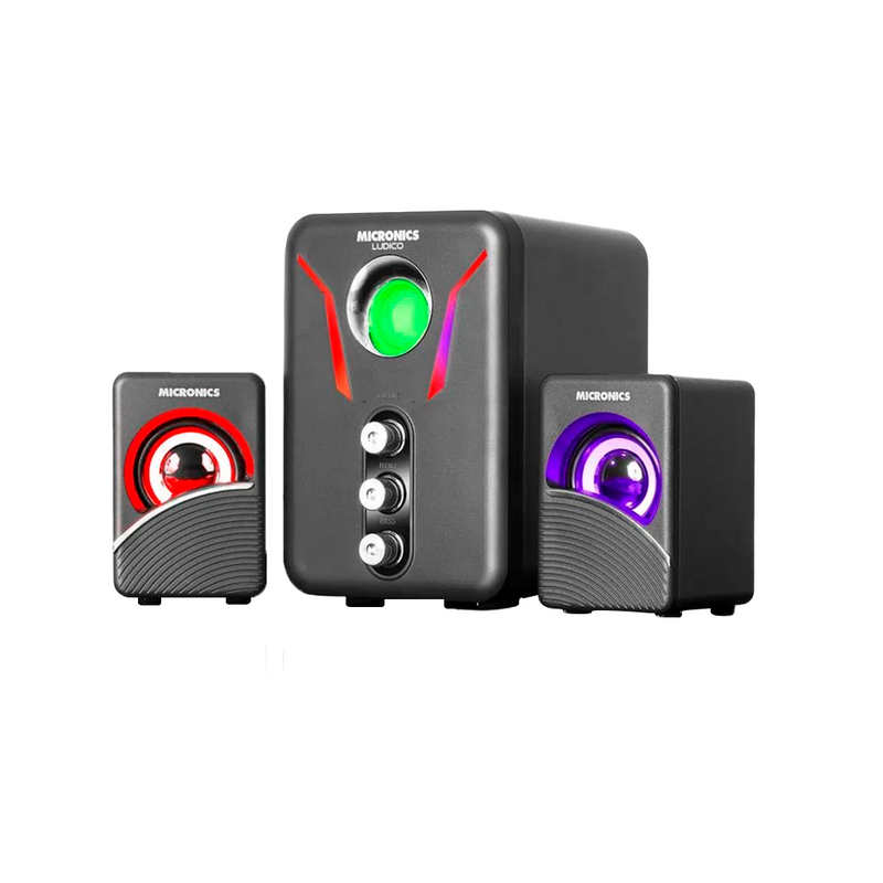 PARLANTE 2.1 MICRONICS LUDICO S602 | 3.5MM | USB | RGB