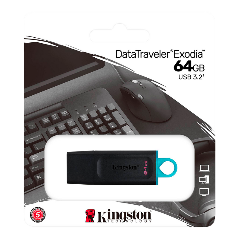 MEMORIA USB KINGSTON EXODIA | 64GB | USB 3.2 | (3 MESES)
