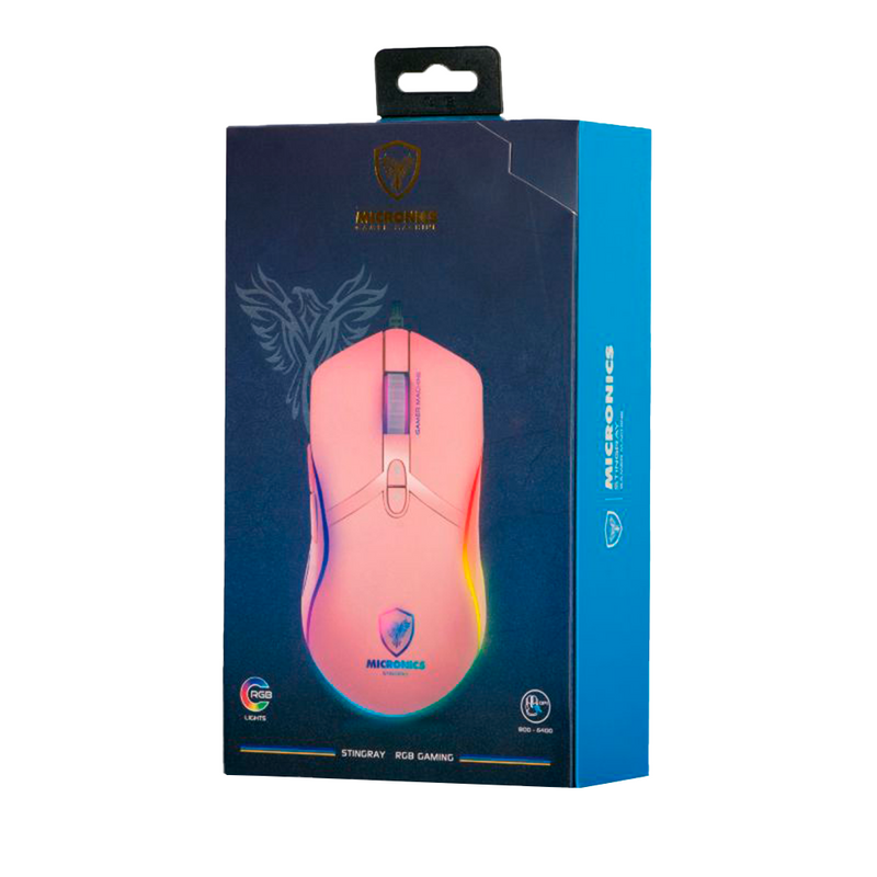 MOUSE MICRONICS STINGRAY MIC GM813p | 6,400 DPI | RGB | ROSADO
