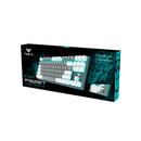 TECLADO AULA F3287 | ING | MECANICO | SW-BLUE | LUZ CYAN | BLANCO-GRIS