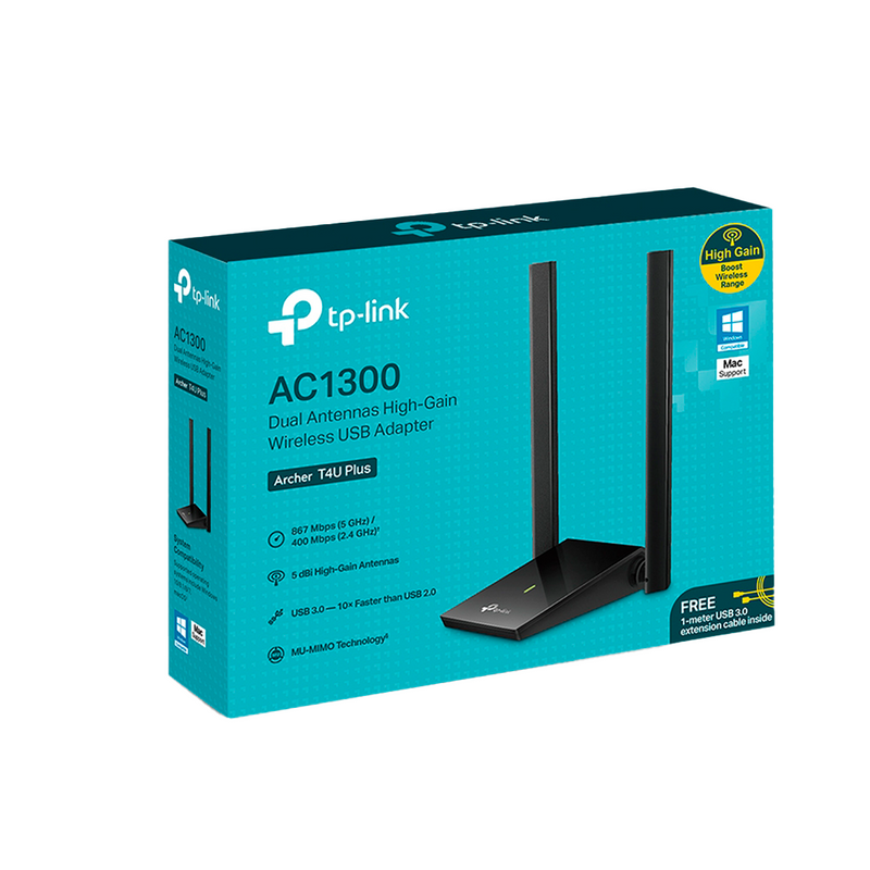 ADAPTADOR WIFI TP-LINK TL-ARCHER T4U PLUS AC1300 | USB 3.0 | 2.4 GHz - 5GHz