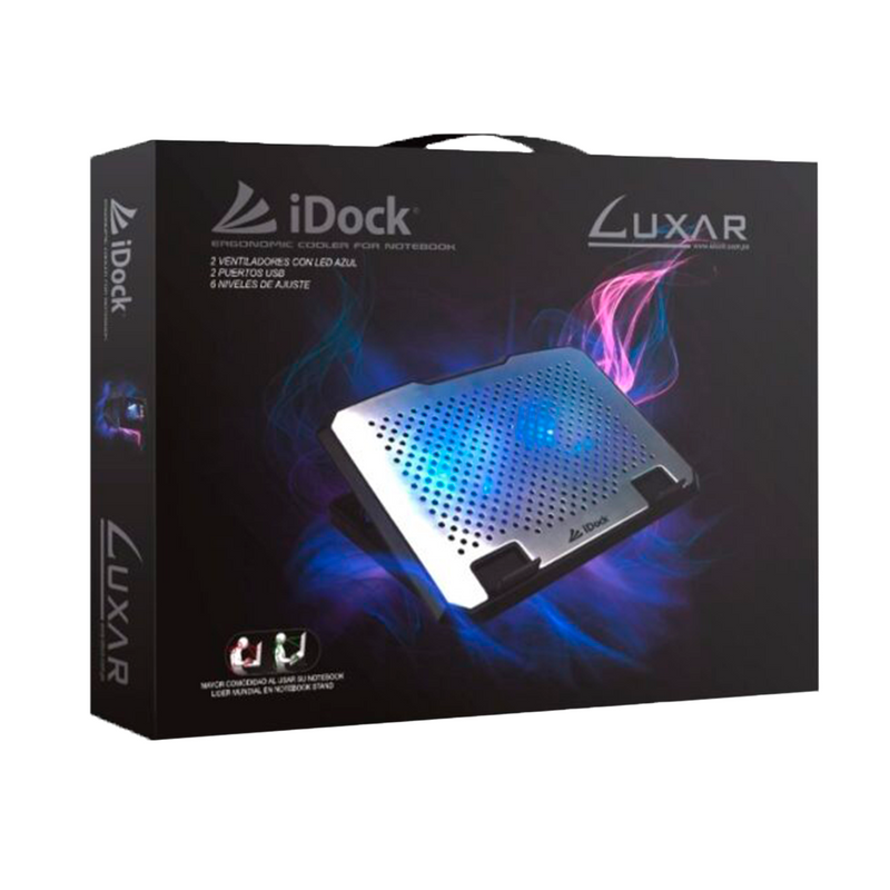 COOLER PARA LAPTOP IDOCK LUXAR | 2 VENTILADORES | ALUMINIO