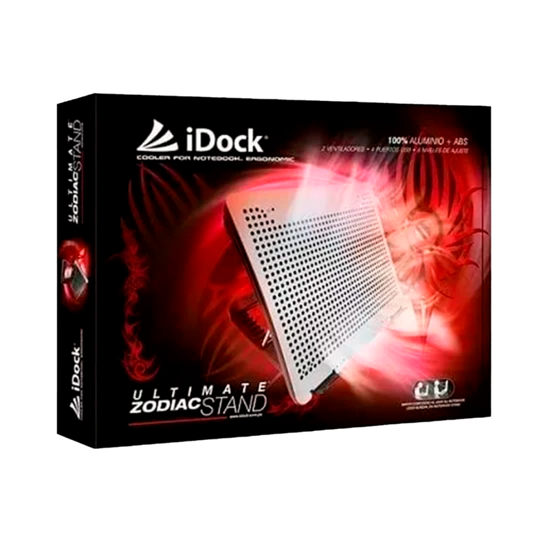 COOLER PARA LAPTOP IDOCK ZODIAC ULTIMATE | 2 VENTILADORES | ALUMINIO