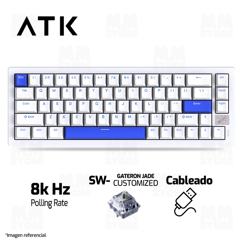 TECLADO ATK 68 V2 PRO | CABLEADO | MAGNETICO | SW GATERON JADE | RGB | BLANCO - AZUL