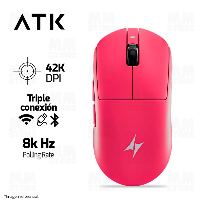 MOUSE ATK A9 ULTRA | INALAMBRICO | 8000 Hz | ROSA