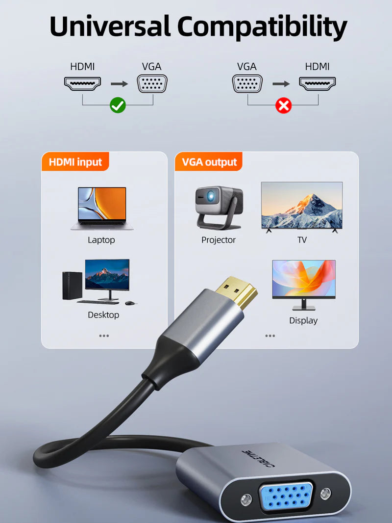 ADAPTADOR HDMI MACHO A VGA HEMBRA CABLETIME CP53G | 1080P