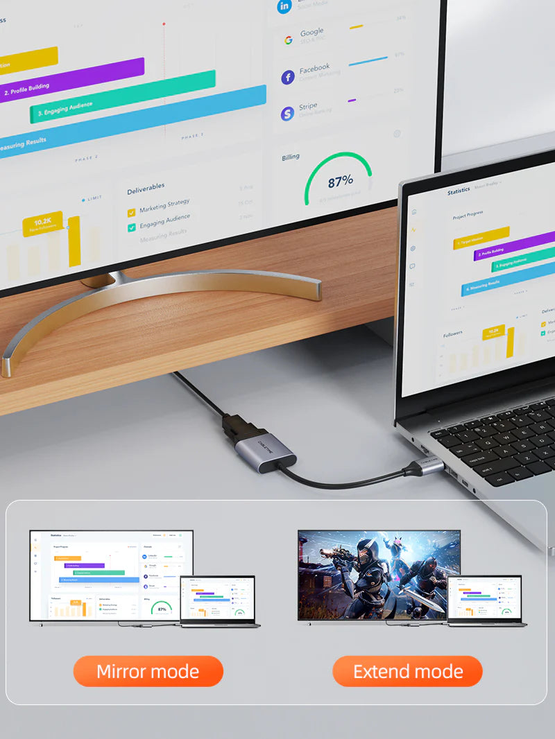 ADAPTADOR HDMI MACHO A VGA HEMBRA CABLETIME CP53G | 1080P