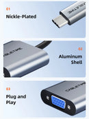 ADAPTADOR USB TIPO-C MACHO A VGA HEMBRA CABLETIME CP17A