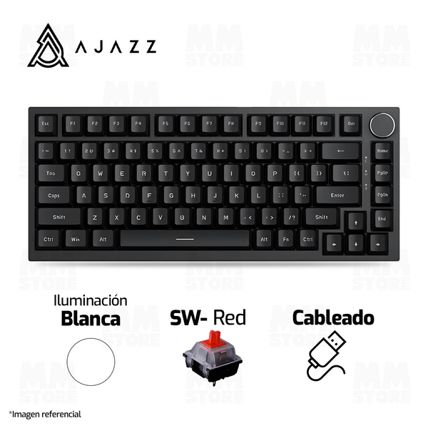 TECLADO AJAZZ AK820 | ING | CABLEADO | ILUMINACION BLANCA | SW-RED | NEGRO