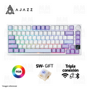 PRE-VENTA | TECLADO AJAZZ AK820 PRO | INGLES | INALAMBRICO | RGB | SW-GIFT | MORADO-BLANCO-AZUL