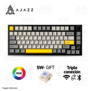 PRE-VENTA | TECLADO AJAZZ AK820 PRO | INGLES | INALAMBRICO | RGB | SW-GIFT | NEGRO-GRIS-AMARILLO