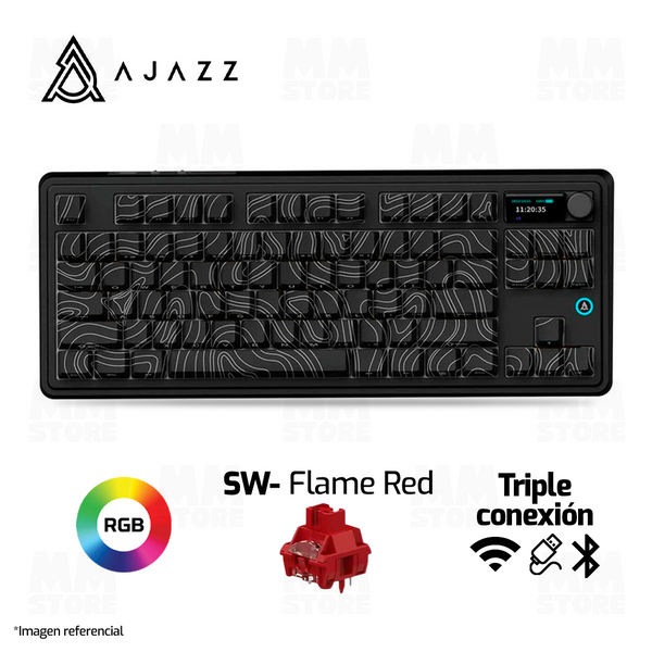 TECLADO AJAZZ AK870 PLUS | INALAMBRICO | RGB | MECANICO | SW-FLAMING RED | NEGRO