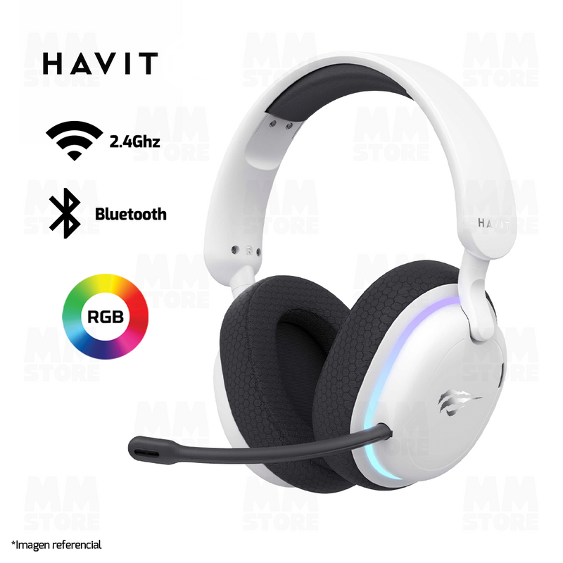 AUDIFONO HAVIT FUXI-H7 | BLUETOOTH- INALAMBRICO- USB TIPO-C | 7.1 | BLANCO - NEGRO