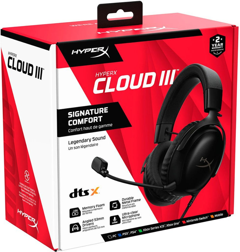 AUDIFONO HYPERX CLOUD III | 3.5MM-USB | 7.1 | NEGRO