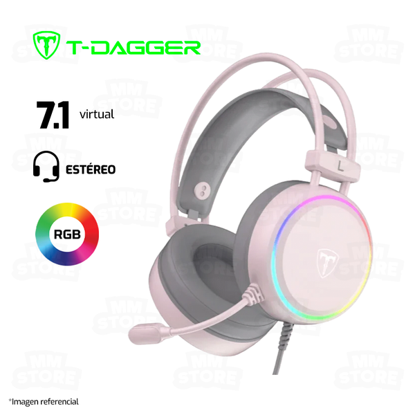AUDIFONO T-DAGGER SONA T-RGH304W | USB | 7.1 | RGB | ROSADO