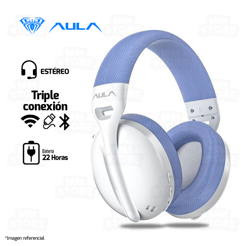 AUDIFONO AULA S6 | BLUETOOTH- INALAMBRICO- USB | ESTEREO | AZUL