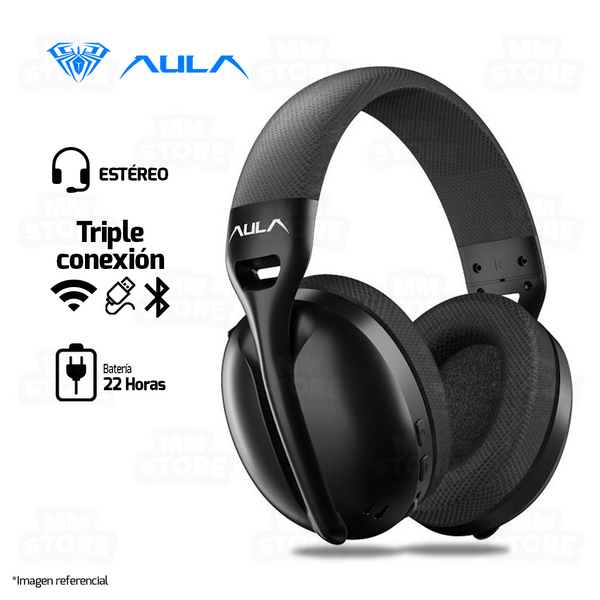 AUDIFONO AULA S6 | BLUETOOTH- INALAMBRICO- USB | ESTEREO | NEGRO