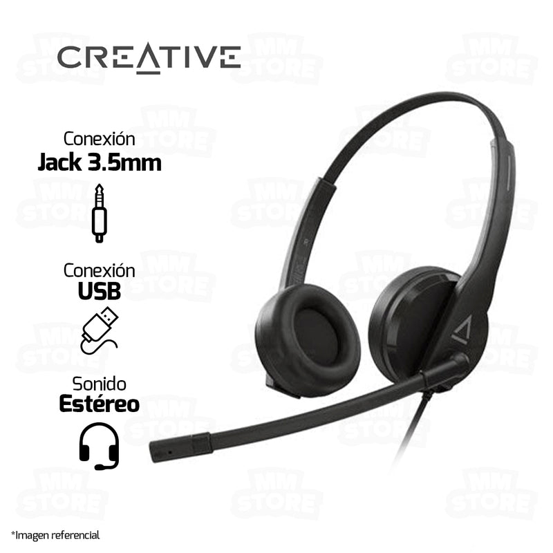 AUDIFONO CREATIVE HS-230 | USB - JACK 3.5MM | ESTEREO | NEGRO