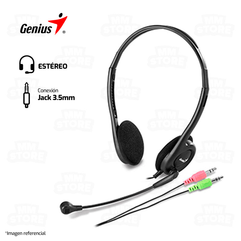 AUDIFONO GENIUS HS-200C | 3.5MM | ESTEREO | NEGRO