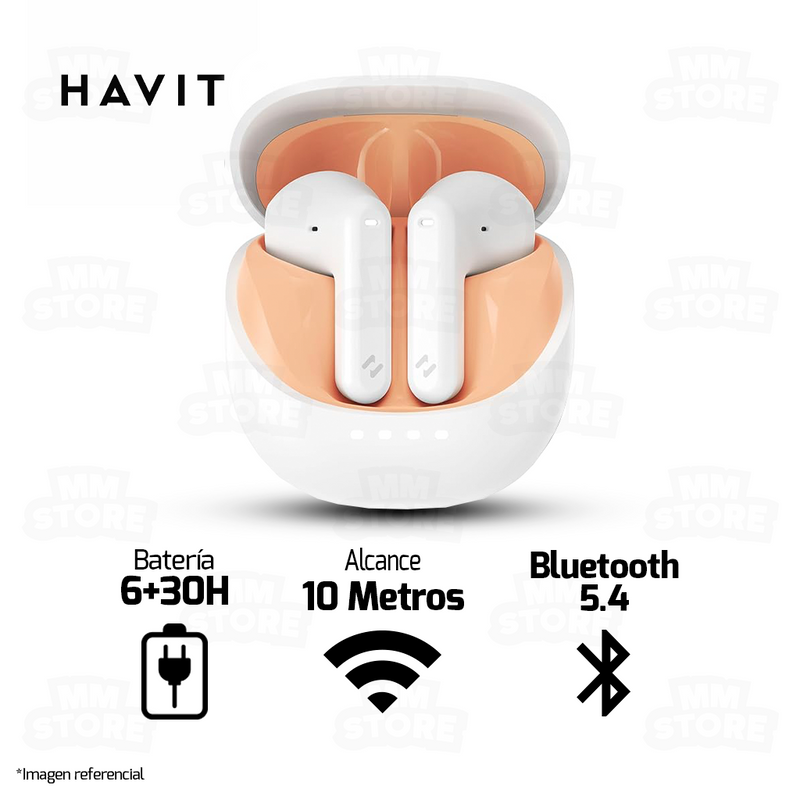 AUDIFONO HAVIT TW931 | BLUETOOTH | ESTEREO | BLANCO-NARANJA