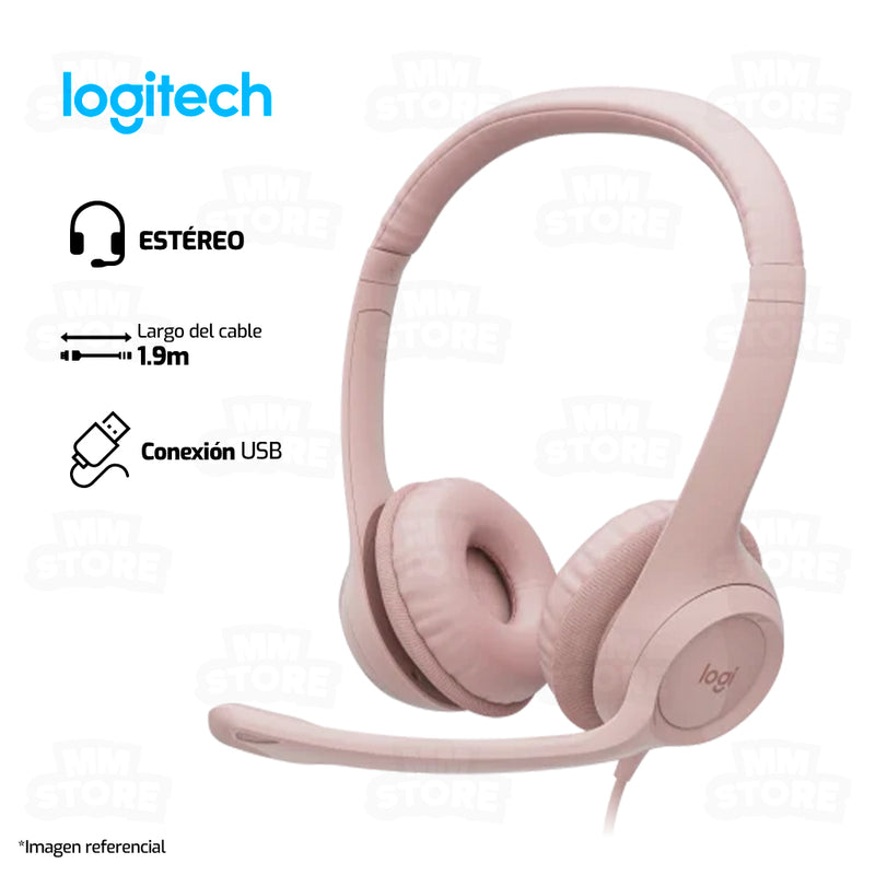 AUDIFONO LOGITECH H390 | USB | ESTEREO | ROSA