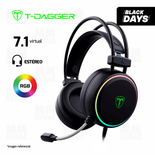 AUDIFONO T-DAGGER SONA T-RGH304 | USB | 7.1 | RGB | NEGRO