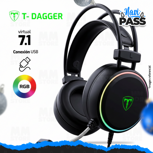 AUDIFONO T-DAGGER SONA T-RGH304 | USB | 7.1 | RGB | NEGRO