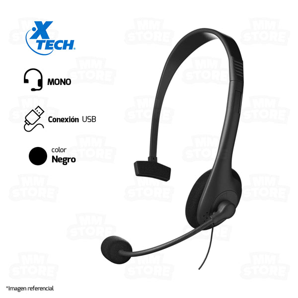 AUDIFONO XTECH XTH235 | MONO | USB | NEGRO