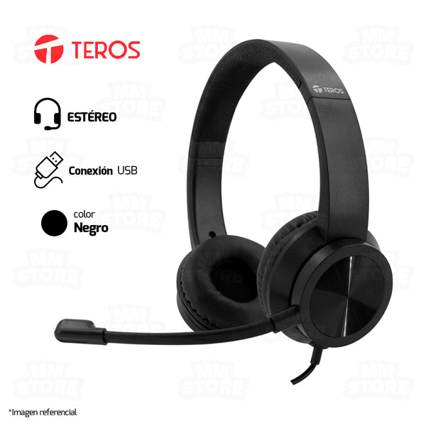 AUDIFONO TEROS TE-8037N | USB | NEGRO