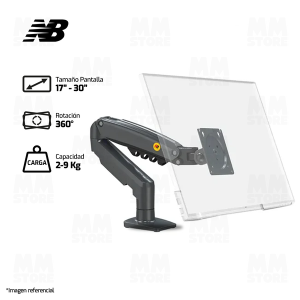 BRAZO - RACK PARA MONITOR NB ERGONOMIC F80 | HIDRAULICO | 17" - 30" | NEGRO