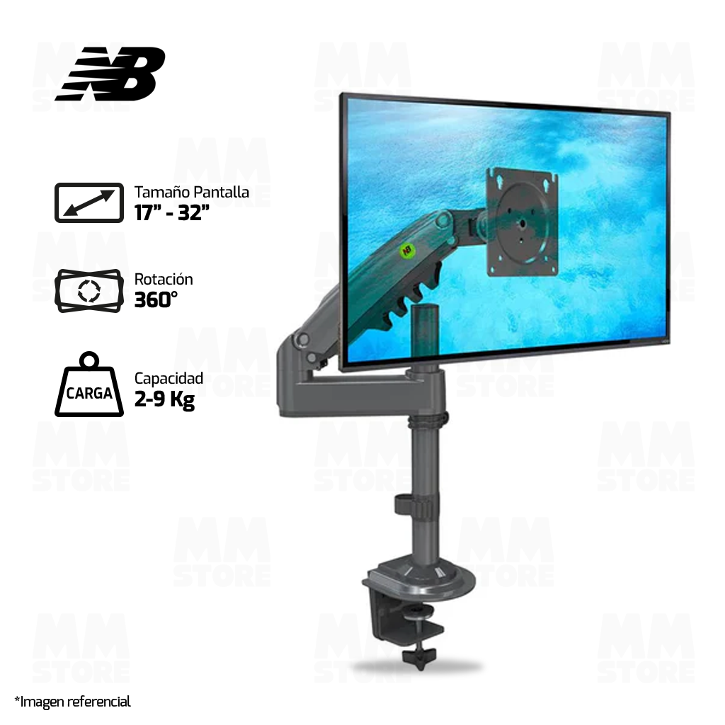 BRAZO - RACK PARA MONITOR NB ERGONOMIC H100 | HIDRAULICO | GIRATORIO