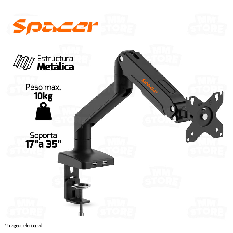 BRAZO - RACK PARA MONITOR SPACER SB60 | HIDRAULICO | 17"-35" | USB 3.0
