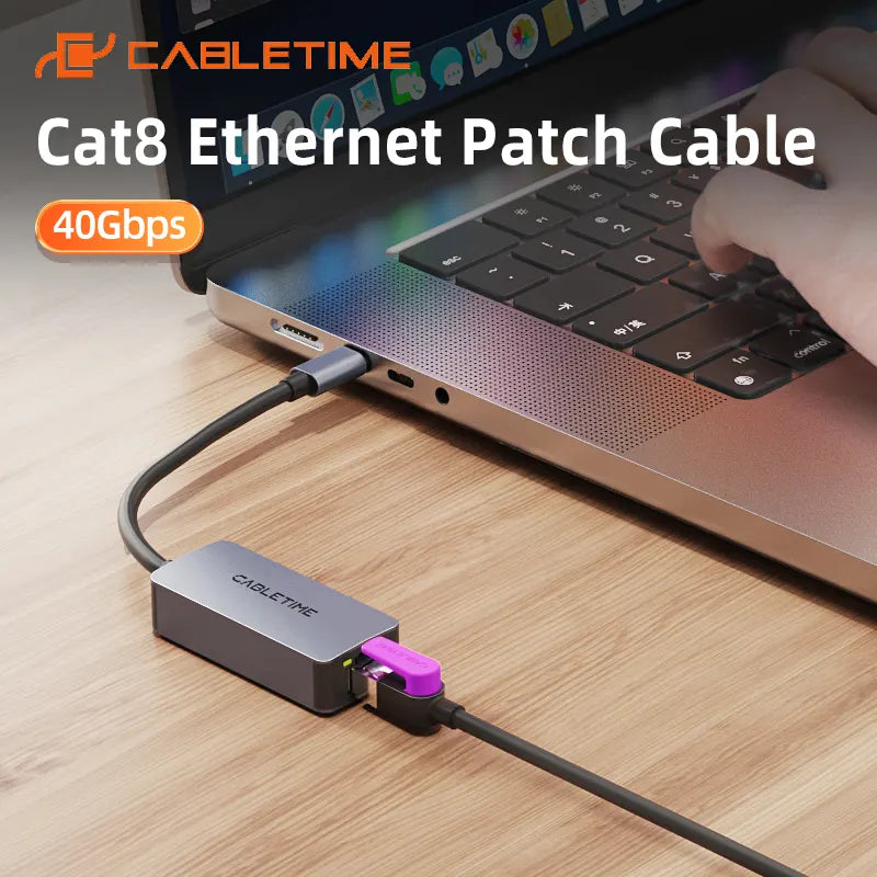 CABLE DE RED CABLETIME CN80P | CAT 8 | 40GBPS | 5 METROS | NEGRO