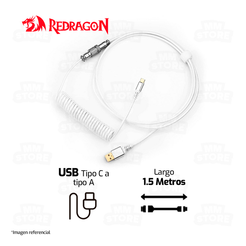 CABLE REDRAGON COILED TIPO C A115B | BLANCO