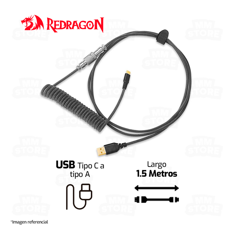 CABLE REDRAGON COILED TIPO C A115B | NEGRO