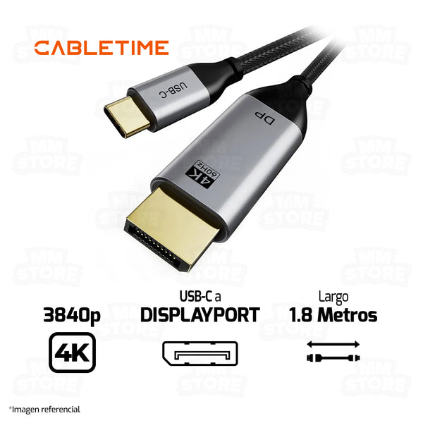 CABLE USB TIPO-C A DISPLAYPORT CABLETIME CC20K | 4K-60HZ | 1.8M