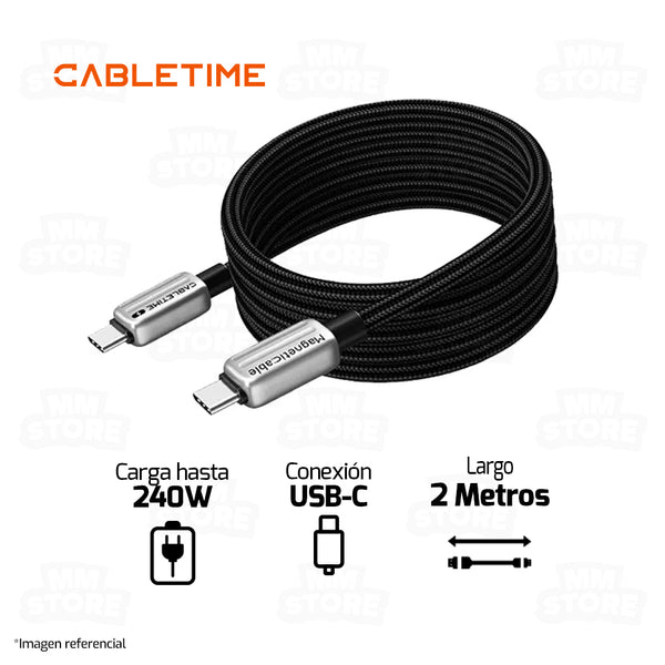 CABLE USB TIPO-C CABLETIME CU08L | 240W | 2M