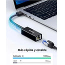 ADAPTADOR USB A RJ45 UGREEN CR111 20256 | USB 3.0 | NEGRO | 6 MESES