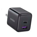 CARGADOR UGREEN X516 | 30 WATTS | TIPO C - USB | 2 PUERTOS | CARGA RAPIDA | GRIS