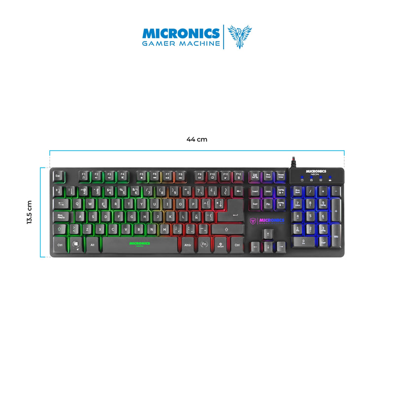 COMBO MICRONICS NEON MIC GT1000 | TECLADO + MOUSE | RGB | NEGRO