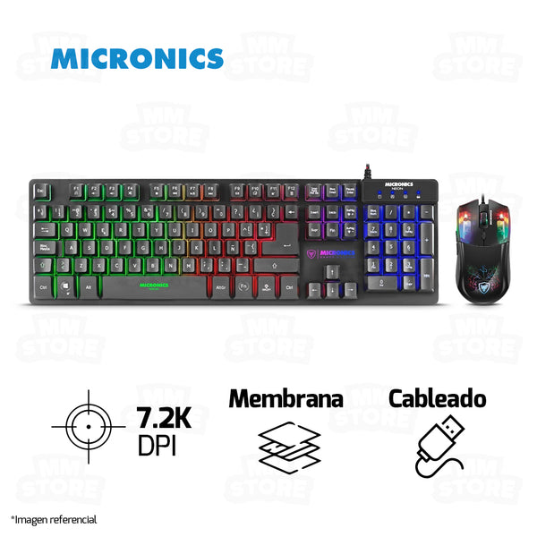 COMBO MICRONICS NEON MIC GT1000 | TECLADO + MOUSE | RGB | NEGRO