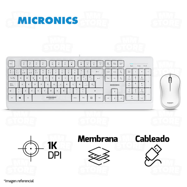 COMBO MICRONICS NORTON MIC T100W | TECLADO + MOUSE | BLANCO