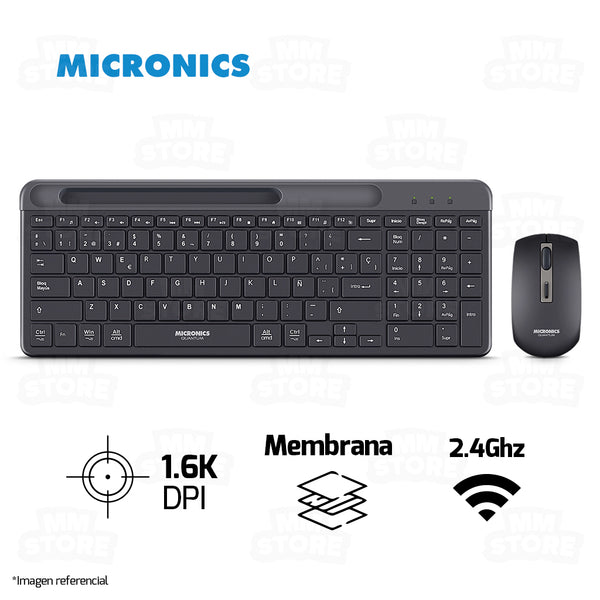 COMBO MICRONICS QUANTUM - MIC WT813 | INALAMBRICO | TECLADO + MOUSE | NEGRO