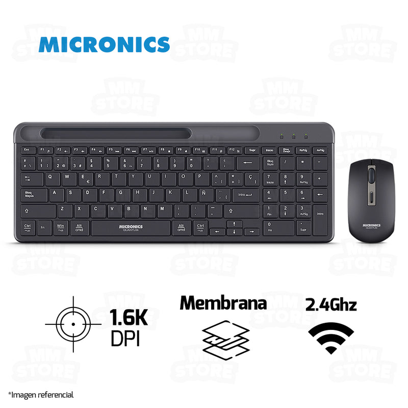 COMBO MICRONICS QUANTUM - MIC WT813 | INALAMBRICO | TECLADO + MOUSE | NEGRO