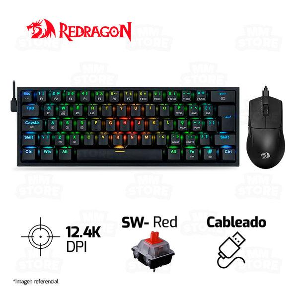 COMBO REDRAGON FIZZ+K1NG S143-SP | TECLADO+MOUSE | NEGRO
