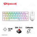 COMBO REDRAGON FIZZ+K1NG S143W-SP | TECLADO+MOUSE | BLANCO