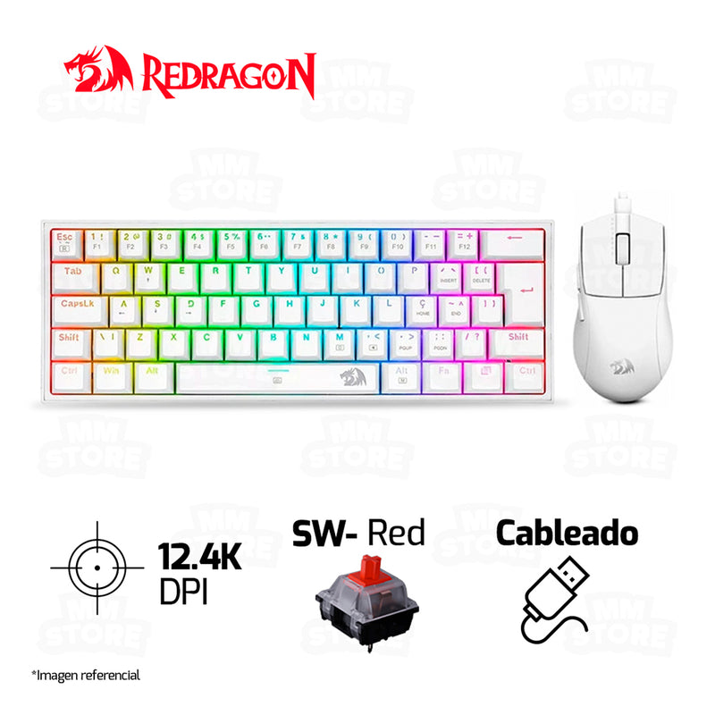 COMBO REDRAGON FIZZ+K1NG S143W-SP | TECLADO+MOUSE | BLANCO